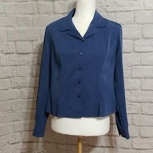 Laura Scott Blue Petite Women's Blouse Size 10P